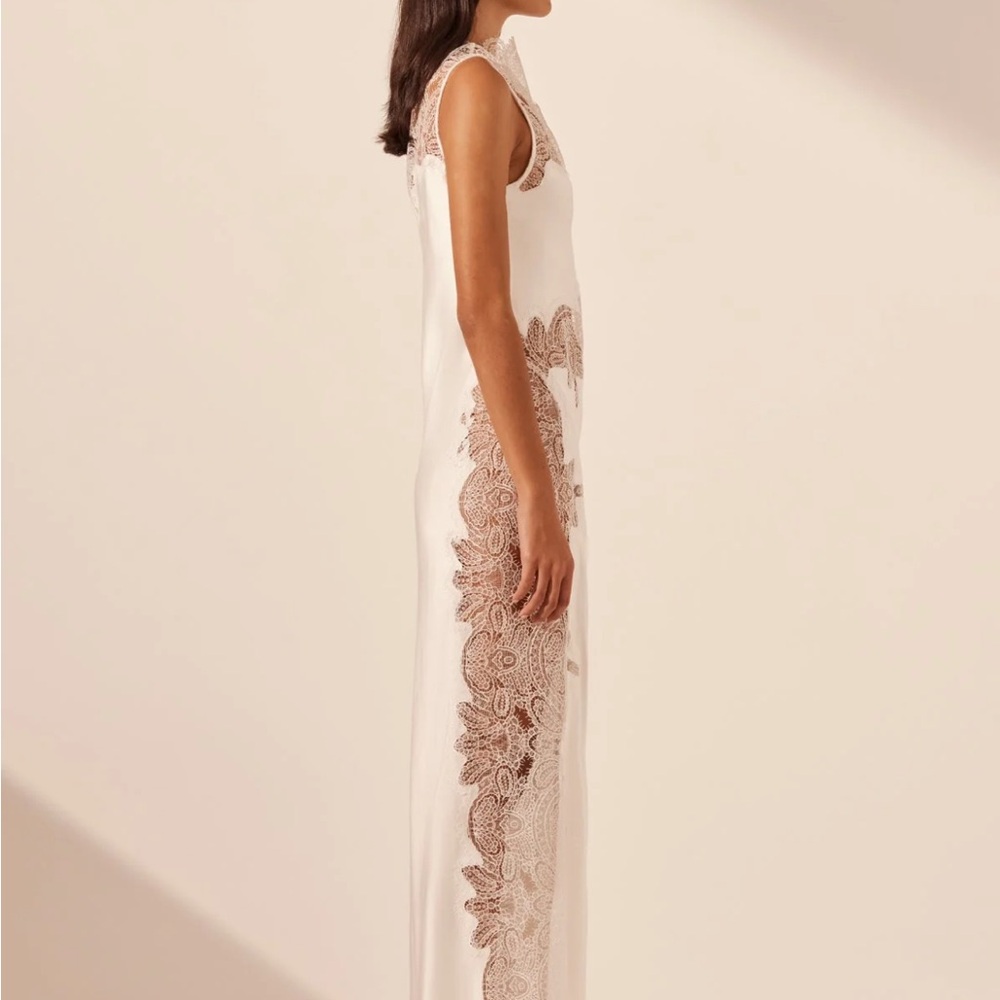 Shona Joy White and Brown Lace Maxi Dress - Picture 3 of 11